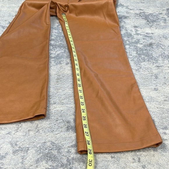New Avec Les Filles Biscotti Camel Brown Faux Leather Vegan Pants Straight Leg M - Picture 8 of 11